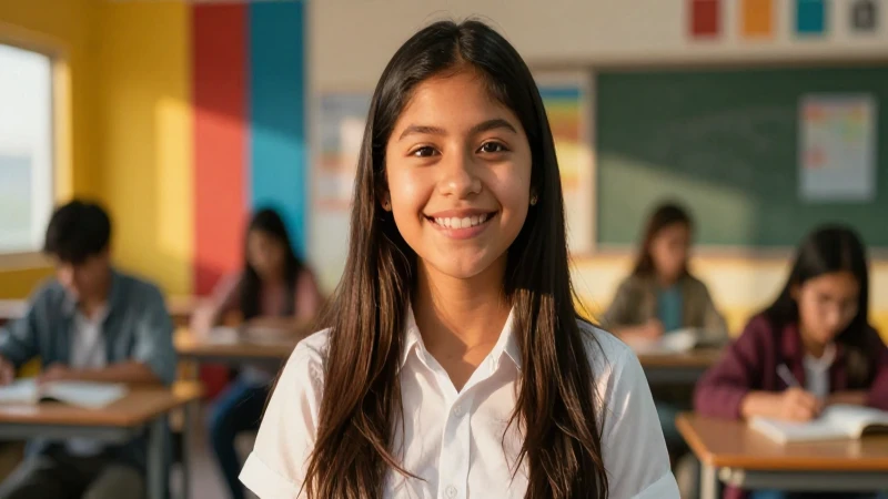 Estudiante mexicano alegre en portada educativa moderna