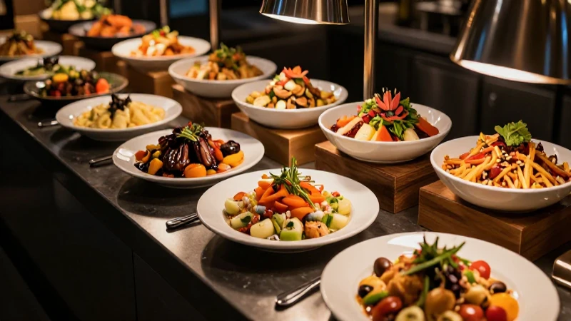 Buffet elegante y abundante en diseño educativo moderno
