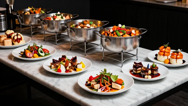 Buffet gourmet lujoso y fotorealista