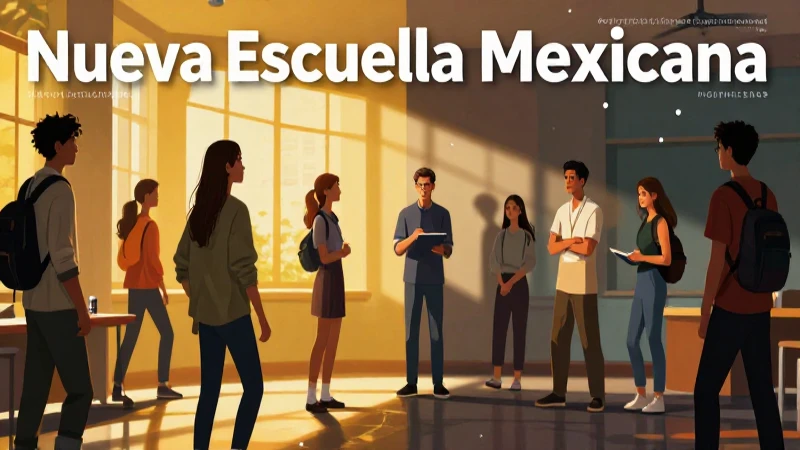 Ilustración vibrante de la Nueva Escuela Mexicana