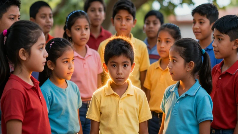 Niños mexicanos unidos en un aura protector