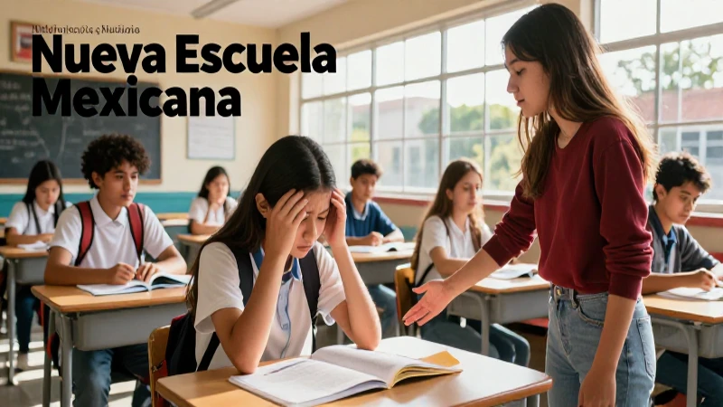 Estudiantes apoyándose en la escuela mexicana
