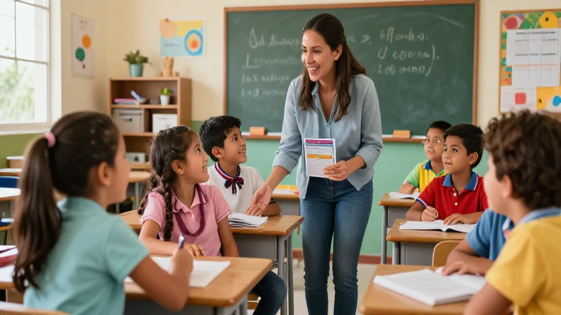 Niños felices aprenden en escuela mexicana