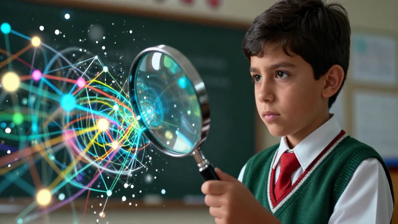 Estudiante enfocado analiza datos en realidad aumentada