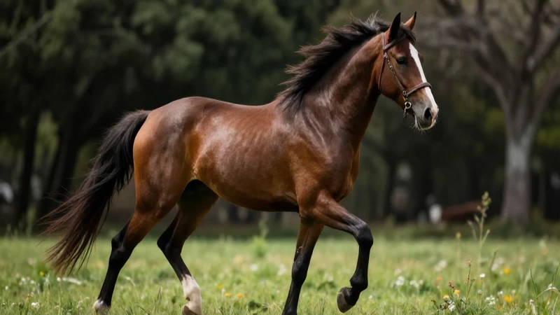 Caballo marrón majestuoso trota en México