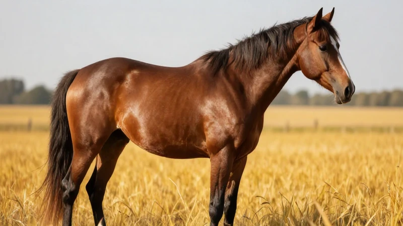 Caballo majestuoso en campos dorados, arte realista