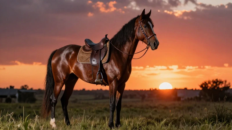 Majestuoso caballo de orejas de zorro al atardecer