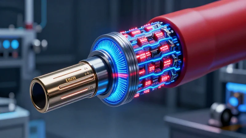 Sección detallada y futurista de cable coaxial
