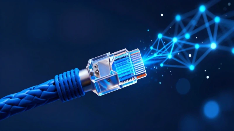Cables UTP: Historia, Ventajas y Desventajas Esenciales 8 Cable de datos azul con nodos digitales