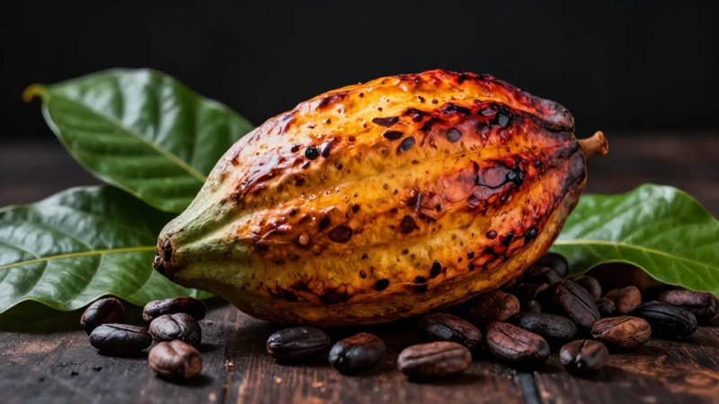 Cacao vibrante y detallado en composición profesional