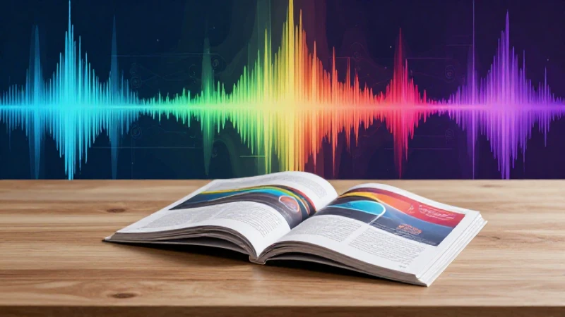 Visualización vibrante de sonido y libro