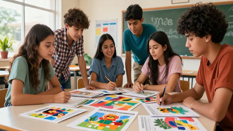 Cadáver exquisito: El juego creativo que sorprende 3 Clase mexicana vibrante con estudiantes creativos
