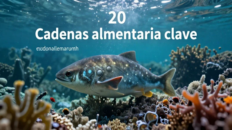 Ecosistema marino vibrante con cadena alimentaria