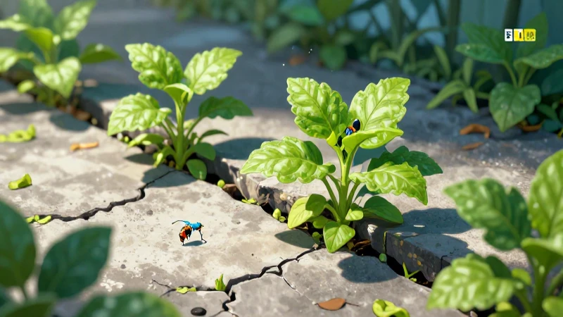 Naturaleza vibrante crece en el cemento con estilo