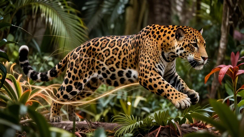 Cadenas tróficas: definición, concepto y su importancia 6 Jaguar poderoso en México con energía luminosa