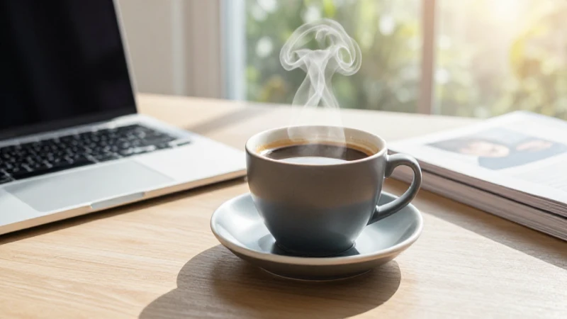 Café artesanal en mesa minimalista bajo luz natural