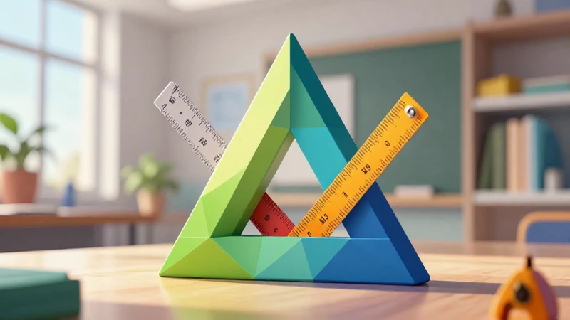 Calcula el área y perímetro de triángulos fácilmente 4 Triángulo geométrico estilizado en entorno académico profesional