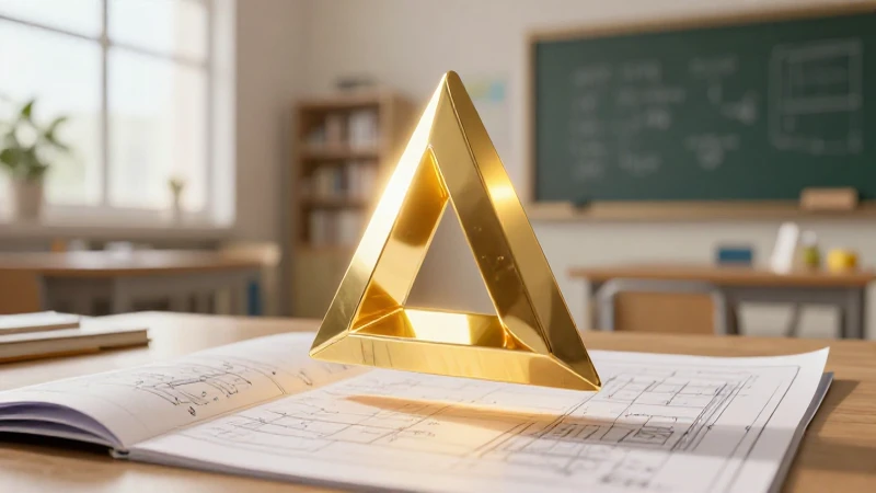 Calcula el área y perímetro de triángulos fácilmente 3 Triángulo dorado sobre plano educativo moderno