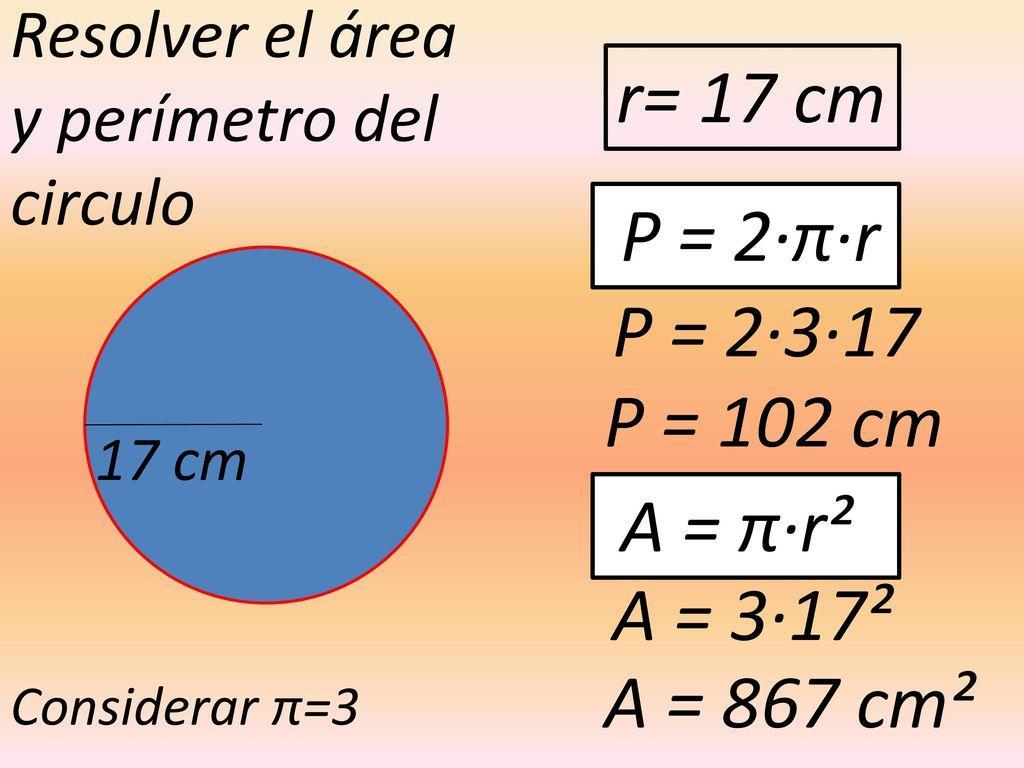 calcula el circulo perfecto area y perimetro en un clic
