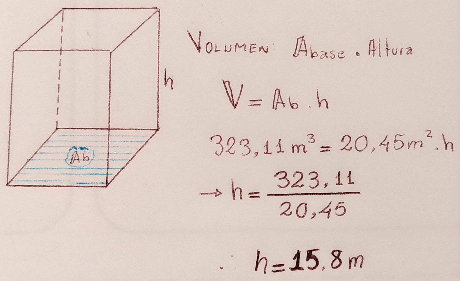 calcula el volumen del prisma rectangular de forma precisa