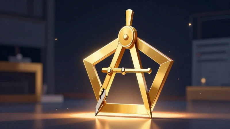 Pentágono dorado, diseño moderno, iluminación profesional