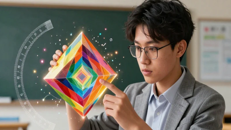 Estudiante enfocado en geometría abstracta digital