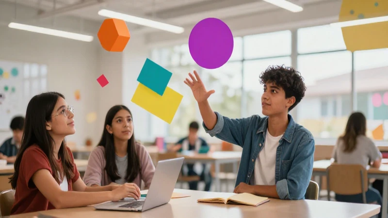 Estudiantes mexicanos y formas geométricas dinámicas
