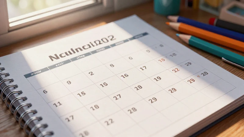 Calendario escolar detallado con luz cálida