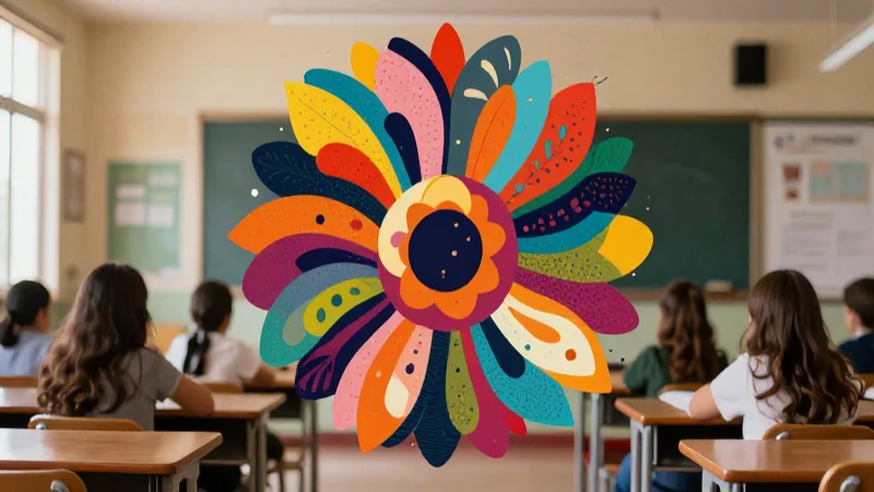 Ilustración abstracta vibrante para revista educativa