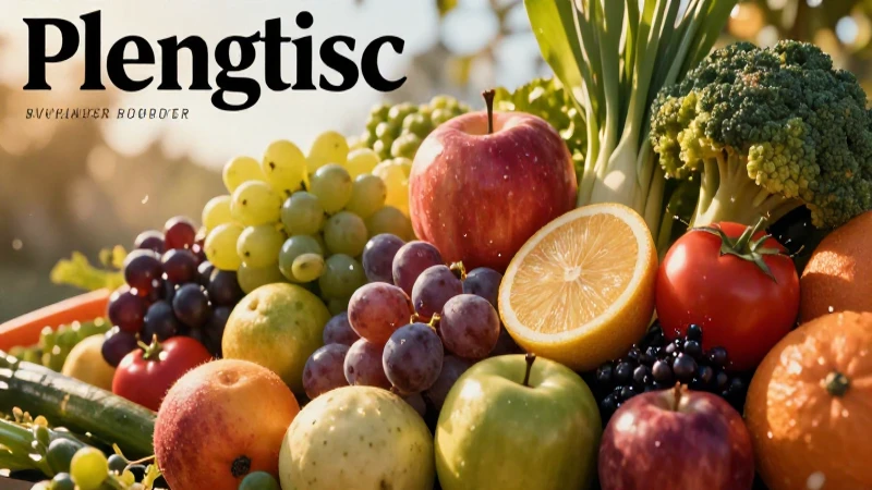 Caloría: Concepto, Medición, Usos y Ejemplos Clave 6 Frutas y verduras vibrantes, luz dorada, estilo editorial