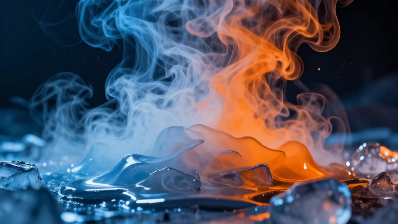 Hielo derretido vira en vapor vibrante