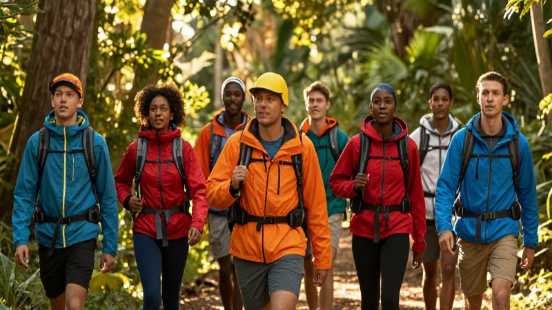 Campamento: Definición, Objetivos y Elementos Esenciales 6 Grupo diverso en bosque con luz dorada