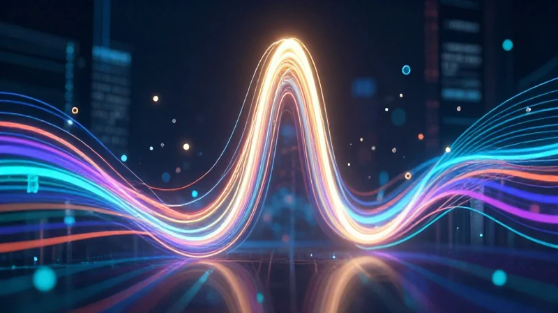 Curva gaussiana vibrante con datos dinámicos