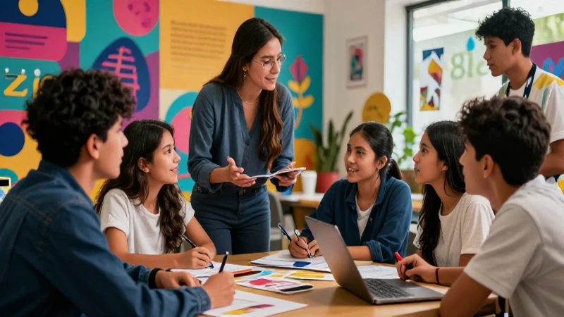 Prepara la mejor campaña escolar con nuestros tips y recursos 4 Colaboración estudiantil mexicana vibrante y dinámica