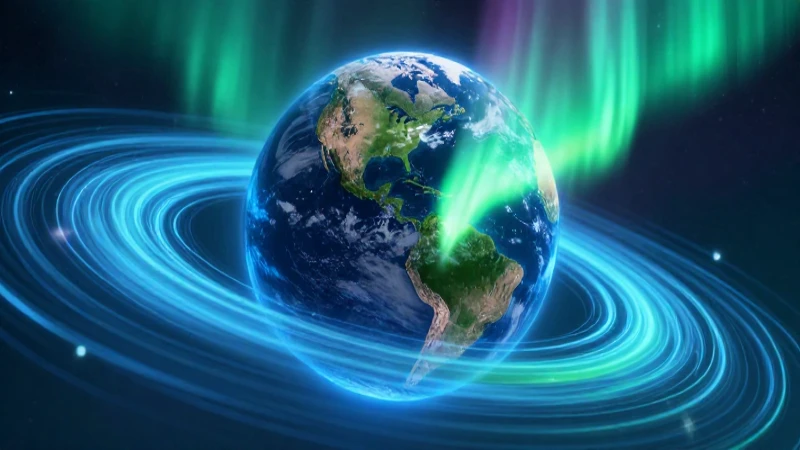 Campo Magnético: Propiedades y Características Terrestres 4 Tierra azul y verde con campo magnético brillante