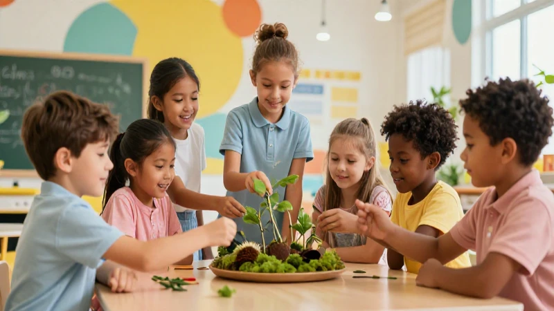 Niños felices en un proyecto creativo e innovador