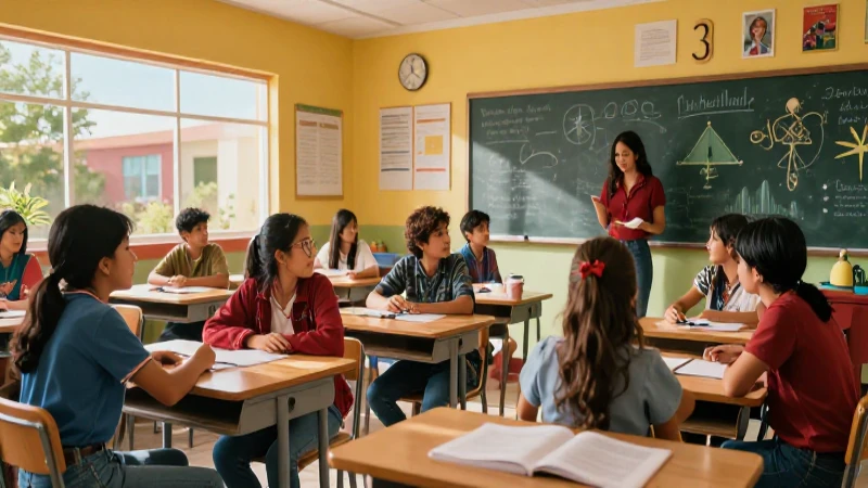 Estudiantes colaboran en aula mexicana vibrante