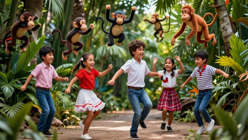 Niños mexicanos bailan en selva vibrante