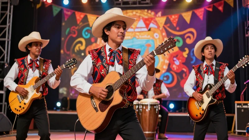 Ensamblaje musical festivo y vibrante con ritmo contagioso