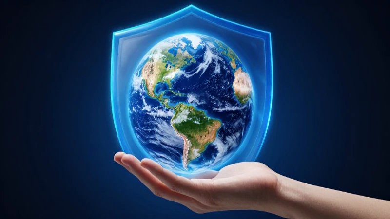 Capa de Ozono: Importancia, Características y Protección 6 Tierra protegida en un escudo azul dinámico