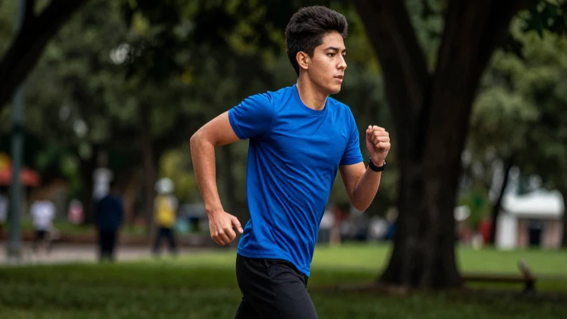 Joven estudiante mexicano corre con energía profesional