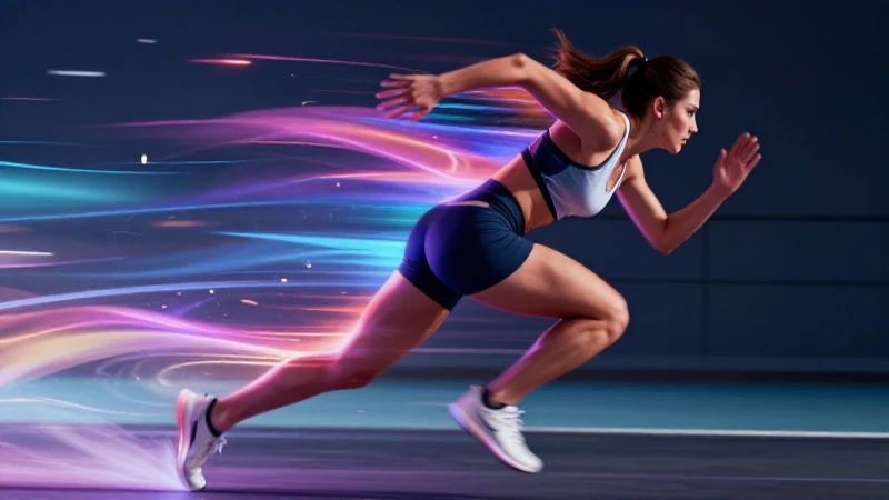 Atleta dinámica en carrera con energía vibrante