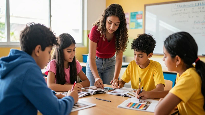 Capacitación para la Nueva Escuela Mexicana: Prepárate para el éxito 3 Clase mexicana vibrante, estudiantes colaborando creativamente