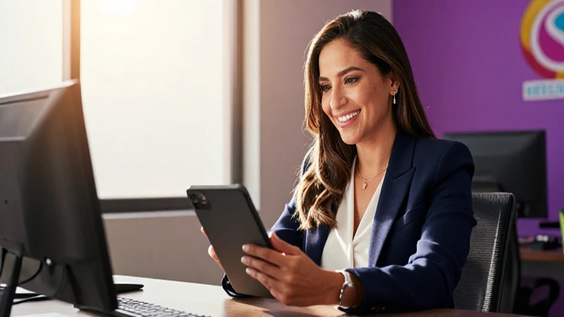 Aprendoencasayenclase: Capacitación Docente y Becas 4 Educadora mexicana sonriente usando tecnología