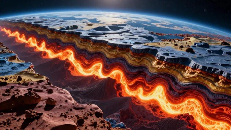 Capas de la Tierra: Estructura y Composición Reveladas 3 Corte geológico dinámico y detallado de la Tierra