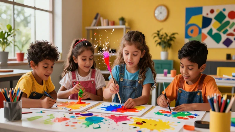 Niños creativos pintan arte con mucha pasión