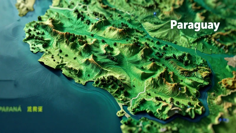 Mapa estilizado y vibrante de Paraguay