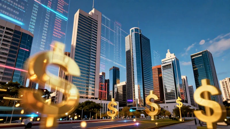 Capital de Uruguay: historia, economía y características 4 Paisaje futurista de Montevideo con datos financieros dinámicos