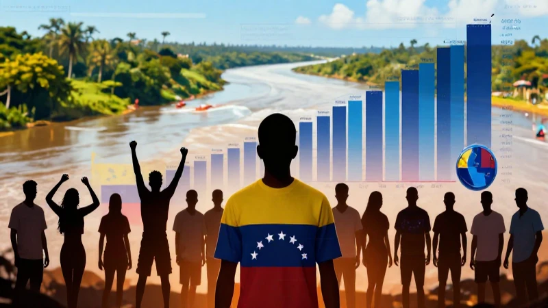 Ilustración vibrante y abstracta de crecimiento demográfico venezolano