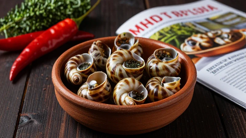 Caracoles gourmet en un plato rústico mexicano